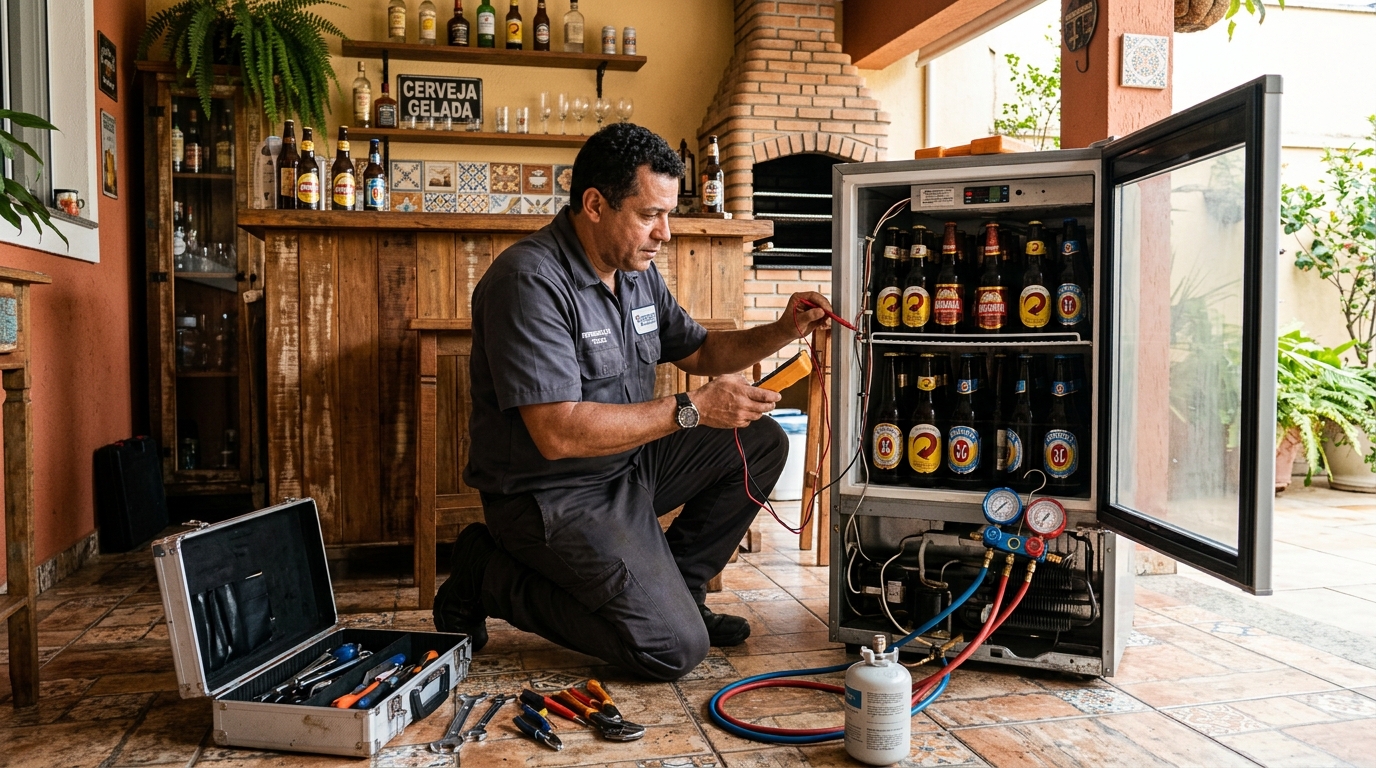 Recarga de gás refrigerante de cervejeira em Piracicaba‑SP
